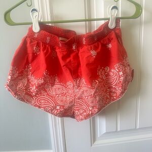 Anthropologie Red Bandana Print Shorts